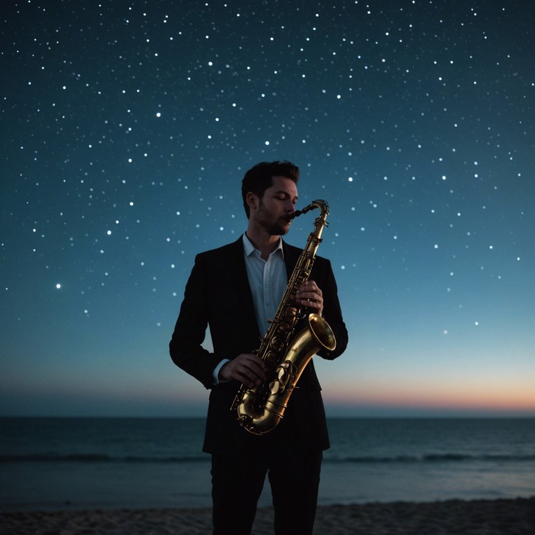 A beautifully crafted jazz piece that transports the listener through a tranquil, starlit evening, where the soft sounds of a saxophone forge an almost tangible ambiance of calm and reflection. Integrating subtle undertones of space and the ocean’s depth, this track serves as a perfect backdrop for meditative evenings or introspective nights.