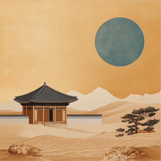 A vibrant yet mystical k pop track blending traditional korean sounds with exotic desert rhythms. This track captures the essence of a journey through sunlit sands, modernity dancing with ancient traditions, forming a uniquely hypnotic soundscape.