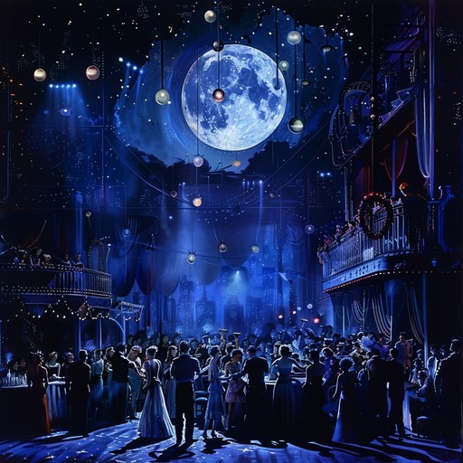 An evocative, theatrical instrumental capturing the bustling energy of a moonlit cabaret. It seamlessly blends lively jazz with the dramatic flair of broadway, featuring syncopated rhythms, dynamic crescendos, and instrumental solos that narrate an enchanting night in a timeless urban setting.