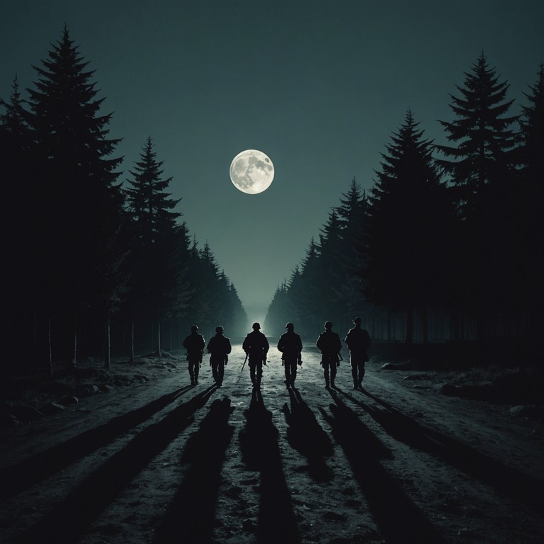 Imagine a moonlit battlefield where the ghostly echoes of a bygone army's march still linger, the cold mist carrying the somber beats through the abandoned terrain.