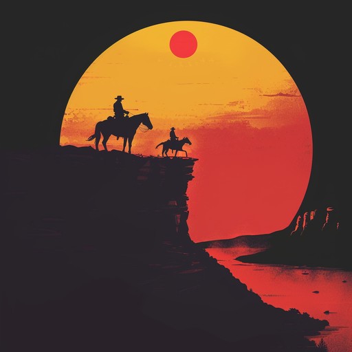 Imagine a dramatic and vivid soundscape evoking the grandeur and peril of the old west, featuring bold melodies and expansive orchestral arrangements, ideal for an action-packed western film sequence or game.