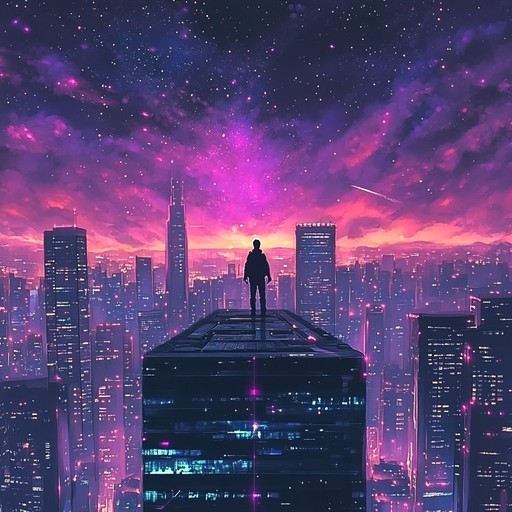 An inspiring instrumental electronica track that weaves shimmering synth melodies with pulsating beats, capturing the essence of a midnight walk through neon lit streets of a futuristic metropolis.