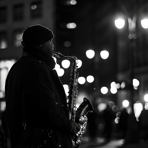 A sultry, midnight stroll through the bustling streets of broadway with a seductive blend of smooth jazz influences and grand, theatrical moments. The melody captivates with a touch of nostalgia while maintaining a dark, elegant ambiance that feels both intimate and grandiose.