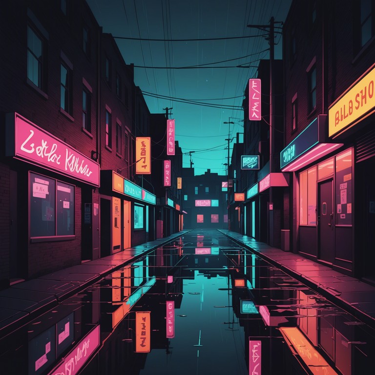 A song that captures the essence of a shadowy, enigmatic cityscape during the late 80s, enhanced by layers of synths creating a sense of uncovering hidden truths. The composition intertwines a moody atmosphere with the nostalgic beats of 80s synths, designed to evoke images of flickering neon lights and deserted urban alleys.