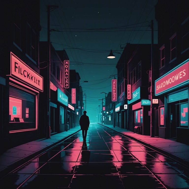 Imagine wandering through dimly lit city streets, the sound of gritty, groovy music echoing off the buildings, capturing the essence of urban nightlife. The composition leverages deep bass lines and sharp snares to paint a sonic picture of a dynamic nocturnal adventure, driven by mystery and a hint of danger.