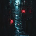 an ominous journey through cybernetic shadows and neon lights