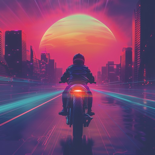 Imagine cruising through neon-lit streets in a futuristic city at night, with skyscrapers towering above and reflections twinkling in the wet asphalt below. The music encapsulates the essence of a nostalgic yet forward-looking adventure, combining pulsating rhythms with dreamy synthesizer melodies that feel both old and new.