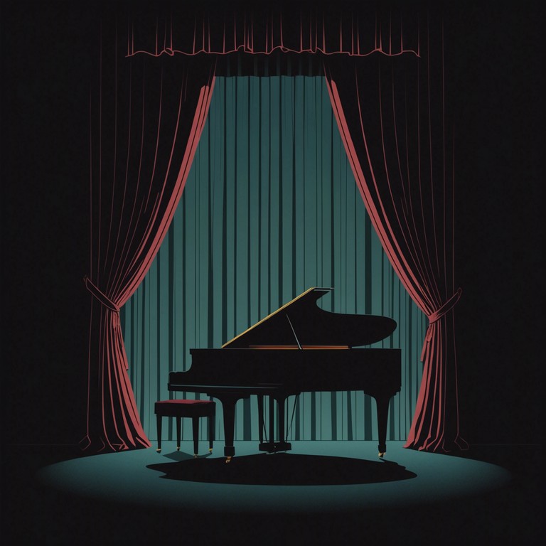 A hypnotic cabaret piece characterized by deep, resonant tones painting a scene of an enigmatic midnight rendezvous. The music deepens the mystery and allure of an underground cabaret scene, embracing both the darkness and the charm. Sultry piano notes seamlessly blend with an ambient background, ideal for a smoke filled room where stories untold come to whisper.