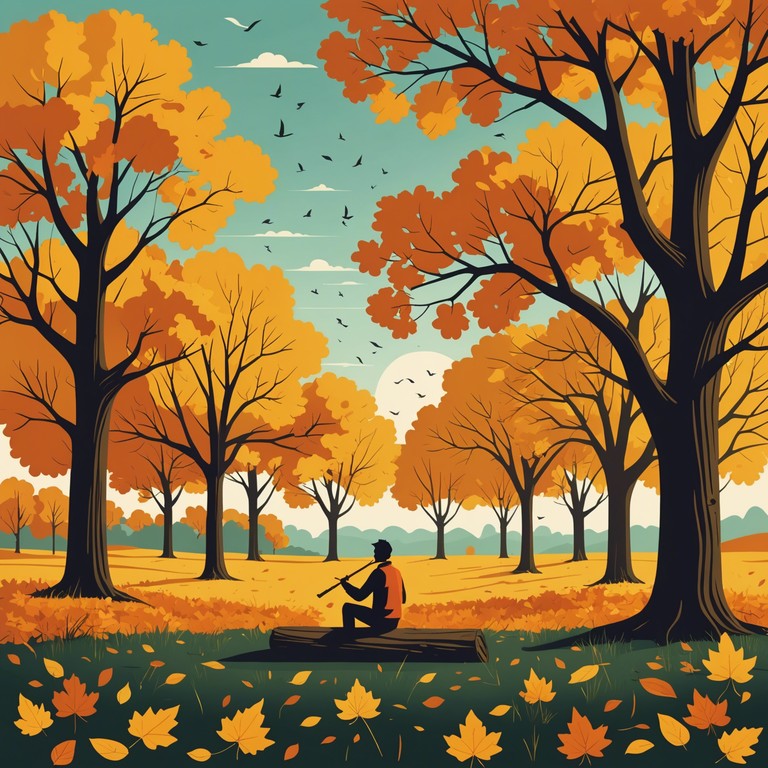 A captivating traditional instrumental piece featuring a delicate, airily played flute evoking visions of autumn leaves dancing in the breeze. The composition is grounded in cultural heritage, offering layers of nostalgic and soothing sounds ideal for reflection and relaxation.