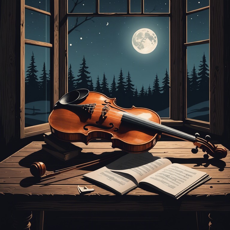 As the strings of the violin pull, they seem to play with the whispers in the darkness, creating a labyrinth of sound that ensnares the senses. The music mirrors the chilling effect of wandering alone in darkness, where every shadow and sound takes on a life of its own.