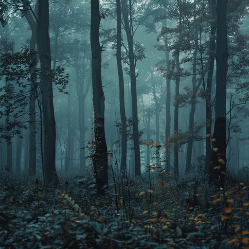 Imagine a dense, ancient forest at twilight, the sounds of nature blending into a captivating, mysterious symphony. The music ebbs and flows like the gentle rustling of leaves and the distant calls of nocturnal creatures, creating an atmosphere that is both tranquil and slightly eerie.