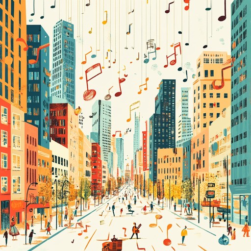 A vibrant and lively instrumental track that blends upbeat rhythms and melodic hooks to encapsulate the energy and excitement of urban life during a joyful day.