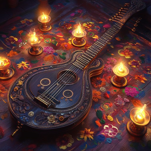 A joyful instrumental featuring energetic sitar playing that reflects the festive spirit of diwali, intertwining traditional hindustani melodies with lively rhythms.