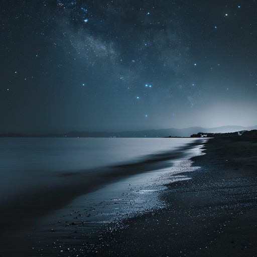 This track captures the serene yet mysterious essence of a tranquil ocean under the glow of starlit skies, using soft synths to mimic the gentle caress of waves combining with meditative melodic patterns to evoke the peacefulness of the night.