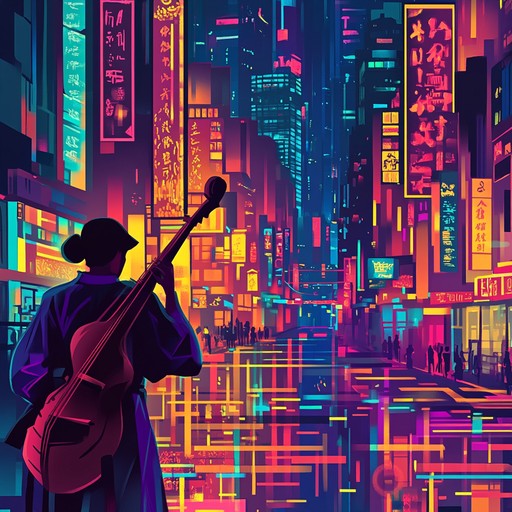 Imagine the bustling streets of seoul at night, where the pulsating lights meet the serene melodies of a lone erhu player, blending traditional korean sounds with modern k pop rhythms. This piece represents the confluence of old and new, tradition meeting the relentless beat of the future.