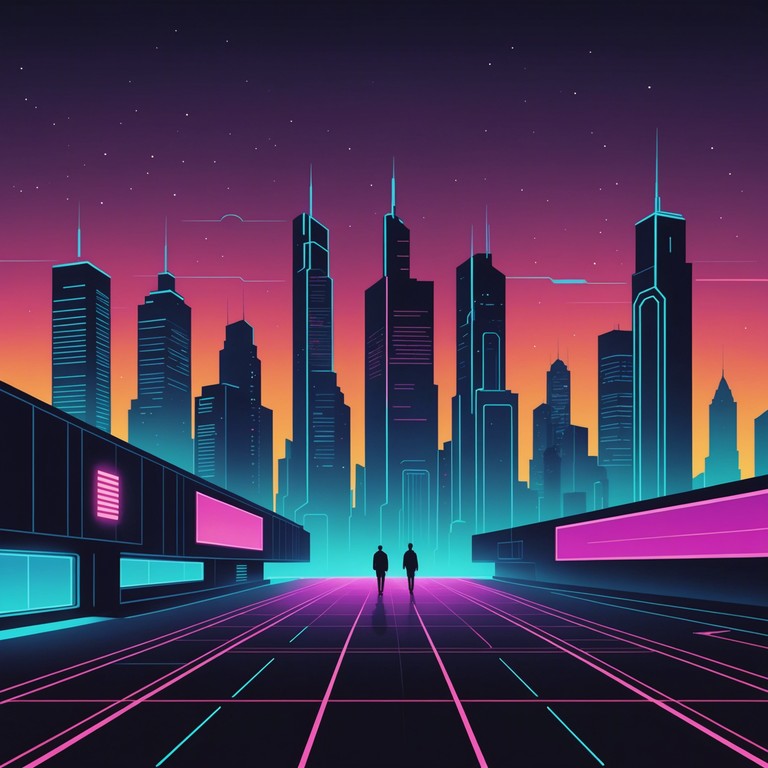 In a future dystopian cityscape, the track conveys the simultaneous melancholy and hope of a cybernetic generation with layered electronic synths and deep bass rhythms. The music captures the hustle of nightlife and the lurking sense of something greater beyond the neon lights