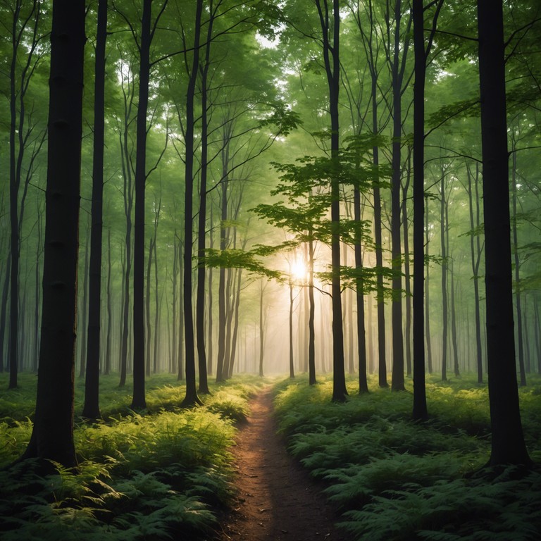 This piece captures the serene whispers of a lush, untouched forest at dawn. Through delicate piano melodies, the song communicates the peaceful and rejuvenating spirit of nature. It brings the listener into a tranquil state, allowing them to experience the gentle rustle of leaves and the soft earth underfoot as if wandering through the forest's heart.