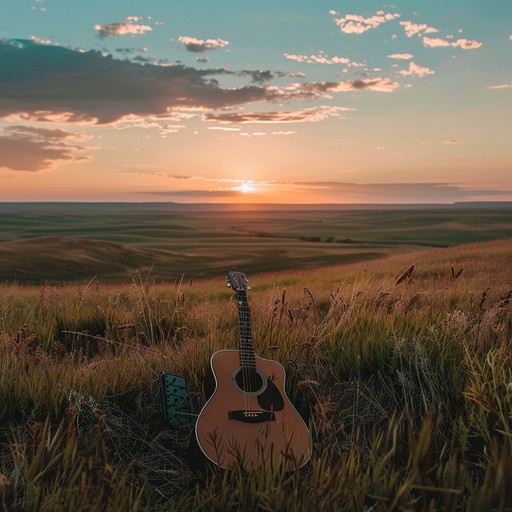 Imagine a gentle melody flowing like a breeze across vast, open fields under a sunset sky, evoking a sense of peace and timelessness inherent to the american prairie landscape. This soothing, instrumental piece combines resonant guitar strings with the natural ambiance of the outdoors.