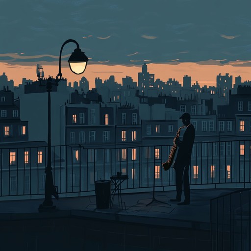 Imagine a saxophonist on a rooftop overlooking the sparkling cityscape, their soulful music floating through the air as the sun sets and the city transitions from day to night. This music captures the peaceful yet vibrant spirit of the urban evening, offering solace in the calmness of nightfall.