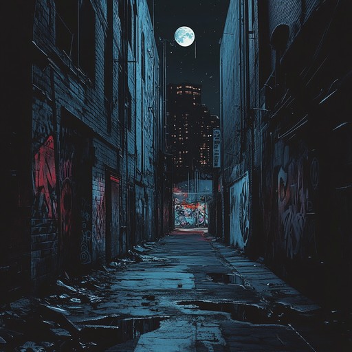 An instrumental hip hop piece blending dark beats with eerie melodies and ambient textures, creating a mysterious and haunting urban soundscape.