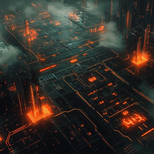 Forge a powerful fusion of electronic noise and heavy metal guitars. Expect a sonic assault characterized by rapid fire beats, grinding bass, and synths that scream with aggression. Perfect for themes of digital defiance and cyber warfare.