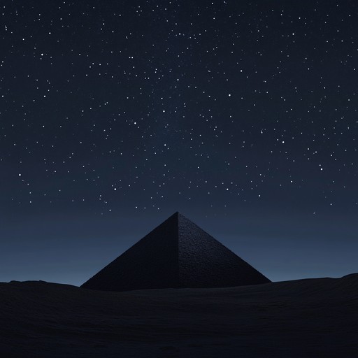 This track aims to capture the ethereal, mystical aura surrounding the pyramids of egypt, evoking the grandeur and secrecy of these ancient wonders. The composition will feature harmonic scales that emulate the eerie tranquility of desert nights alongside whispers suggesting stories entrenched within the stones.