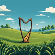 delicate harp strings paint a peaceful meadow scene