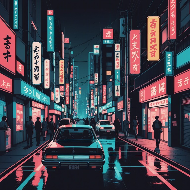 This track combines the rhythmic complexity of hip hop with ethereal elements of dreamlike melodies, offering an auditory journey through a nocturnal tokyo cityscape, bathed in neon and shadowed calm.