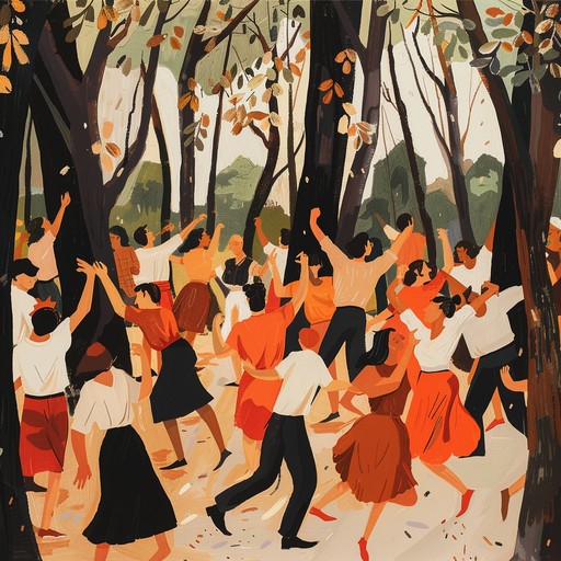 A vibrant, rhythmic composition blending traditional tribal beats with modern elements, creating an atmosphere of communal joy and connection to nature. The piece encourages dancing, fostering a sense of unity and happiness among listeners.