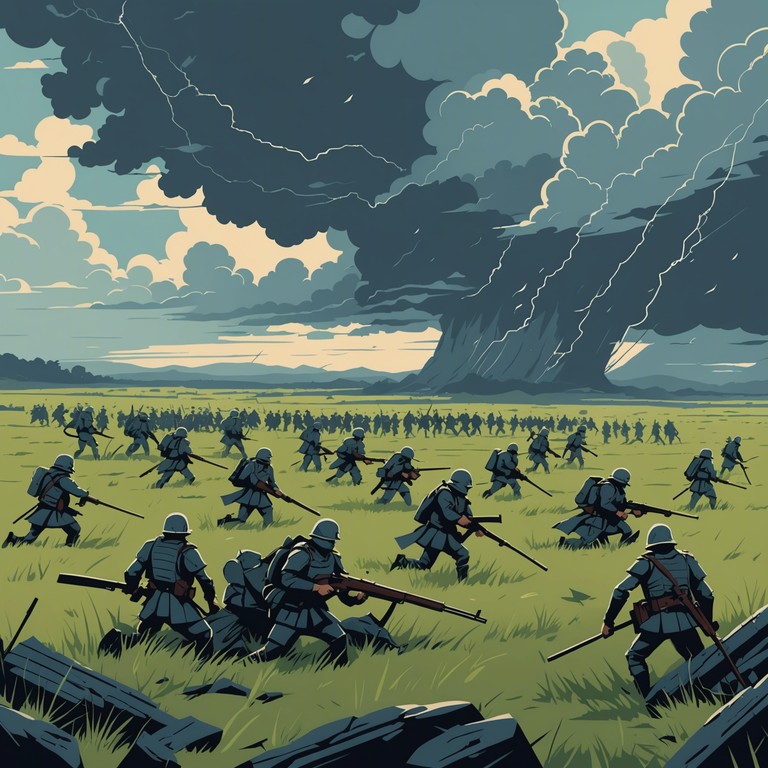 A grand, sweeping orchestral composition that conjures the imagery of legendary warfare and forgotten empires. With rich strings and powerful brass sections, this track transports listeners to ancient battlefields, where valor and tragedy intertwine