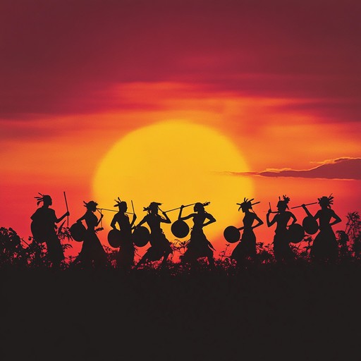 An exhilarating instrumental that merges vibrant tribal percussion with uplifting flute melodies. This song captures the spirit of celebration and unity, transporting the listener to a jubilant gathering under the stars. Energetic rhythms and soaring tunes create a euphoric atmosphere, blending traditional ethnic sounds with modern influences.