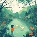 instrumental tune evoking childhood memories by a peaceful river