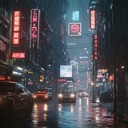 eerie synths painting a rain soaked, neon lit cityscape.