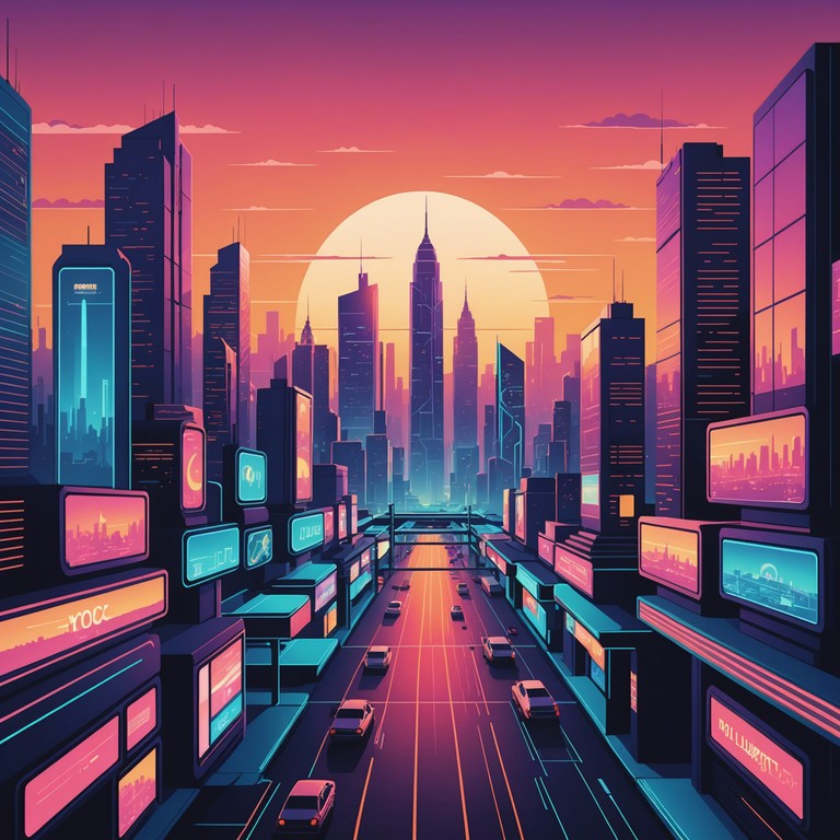 A narrative soundscape that captures the vibrancy of a neon lit urban future. Energetic forthright melodies and atmospheric backgrounds create a feeling of moving through a high tech city filled with vibrant life and digital wonders.