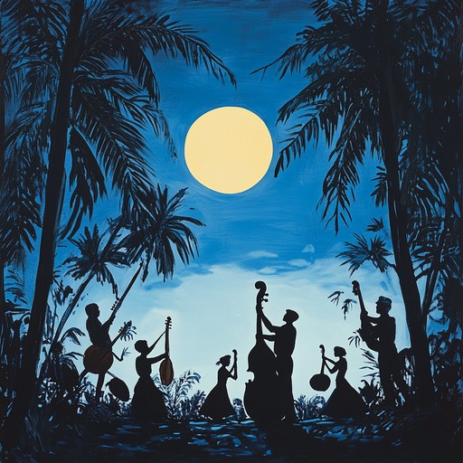 An upbeat mambo featuring whimsical melodies and spirited rhythms, capturing the joy of a moonlit tropical dance.