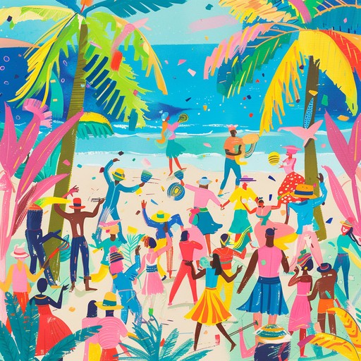 Infused with lively beats and vibrant rhythms, this track embodies the festive spirit of a tropical beach party, inviting everyone to dance and revel in the energetic, joyful atmosphere.