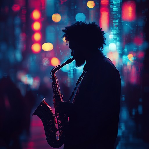 An instrumental track that fuses smooth lounge jazz with upbeat electronic elements, creating a thrilling atmosphere reminiscent of a bustling nocturnal metropolis.