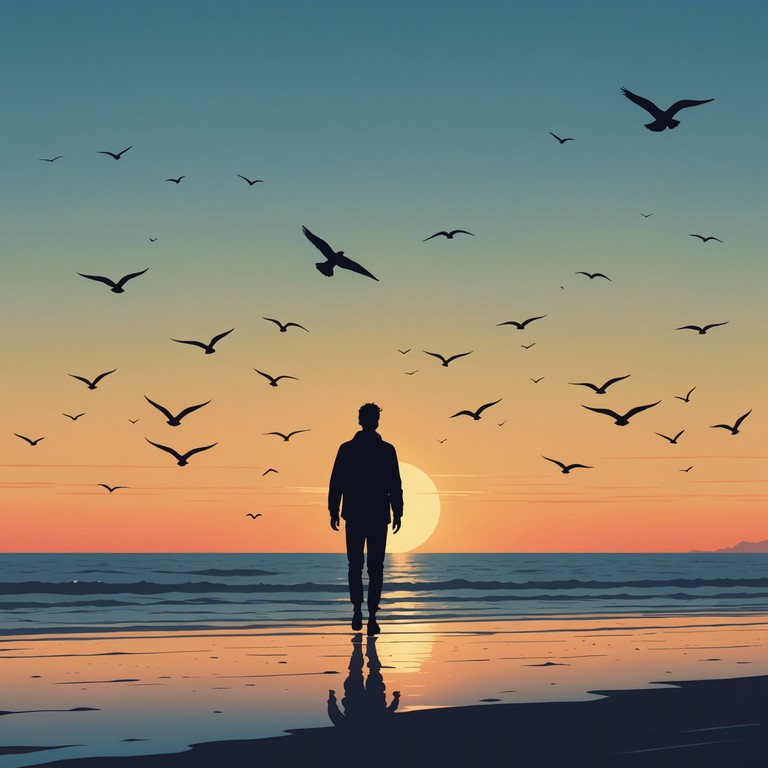 This track melds slow, dreamlike synth waves with the gentle calls of coastal birds overlaid by a soft, distant melody that conjures the profound serenity of a lonely beach at sunset. The piece captures the essence of reflection and the boundless horizon.