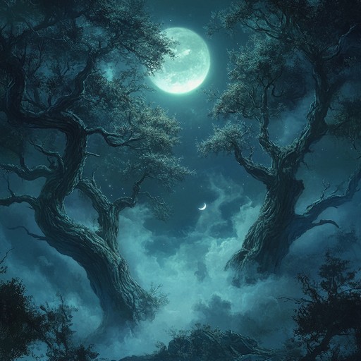 An instrumental piece that embodies the peaceful and mystical atmosphere of silent woods under the starlit sky, using gentle harp melodies to evoke wonder and tranquility.