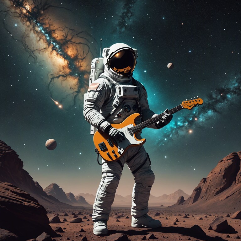 Venture into an extraterrestrial realm with this hard rock composition that paints a sonorous picture of distant, red martian landscapes. With every chord and riff, the electric guitar conjures up visions of cosmic phenomena and rugged extraplanetary terrains.