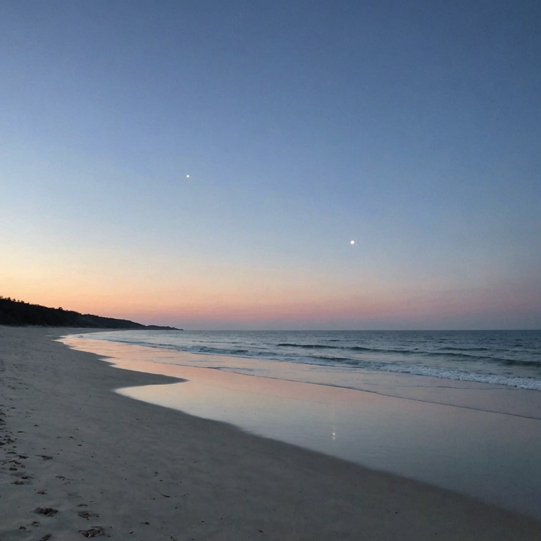 An instrumental track where the soothing sounds of a marimba blend seamlessly with dance pop rhythms, invoking the gentle serenade of the ocean’s whisper. This piece captures the essence of waves dancing along the shore, offering a calm yet uplifting soundscape perfect for a peaceful night or a serene morning.