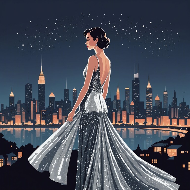 This track embodies the essence of a glamorous night out, encapsulating the allure and charm of the glittering city lights. The music invites listeners into a world of sophistication and elegance, tailored for moments of refined relaxation and high class gatherings. The track maintains a smooth, flowing dynamic, utilizing a saxophone to deliver sultry tones that define the glamour of the genre.