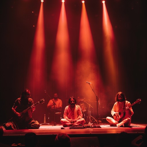 This track seamlessly blends traditional indian raga melodies with the intensity of rock music. The sitar's expressive tunes interact with electric guitar and drums, creating an energetic and uplifting soundscape that exudes confidence and majesty.