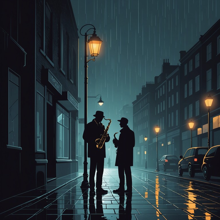 The track paints a picture of a solitary figure walking through dimly lit, rain soaked streets, as the sounds of a melancholic saxophone echo through the night. The soulful tunes reflect deep emotional undercurrents of longing and reminisce, inviting the listener into a reflective, nearly noir like atmosphere.