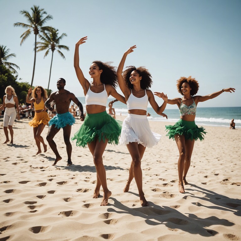 Imagine relaxing yet energetically starting your day as the first rays of sunlight pair with high energy samba rhythms on a festive steelpan sound, promoting a cheerful and lively awakening.