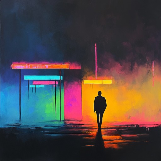 An evocative instrumental capturing the solitude and wistfulness of wandering alone beneath the glow of neon lights in a silent city.