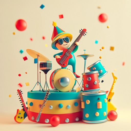 A whimsical track of revolt using lively toy instrument sounds melded with energetic electronic elements to create a lively toytronica experience, reflecting fun and rebellious movements.