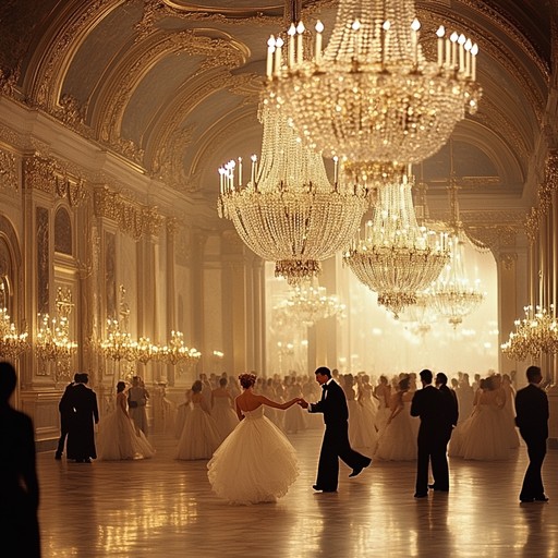 An energetic instrumental waltz filled with elegant melodies, bringing the grandeur of a 19th century european ballroom to life. The sound of a grand piano leads, with string accompaniments, creating a lively and uplifting ambiance perfect for dancing and celebration.