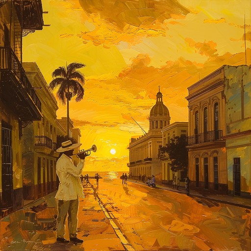 Imagine a tranquil evening in havana, where the sun sets, casting a golden hue over the cobblestone streets. The soulful sound of a muted trumpet weaves through the balmy night air, blending with the intricate rhythms of latin percussion. The reflective and introspective melodies create a serene yet poignant atmosphere, inviting listeners to journey through memories and emotions with a heartfelt and immersive experience.