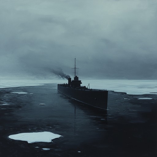 An instrumental track that explores the eerie and melancholic atmosphere of the russian navy navigating icy arctic waters, capturing ghostly whispers and submerged memories beneath the waves.